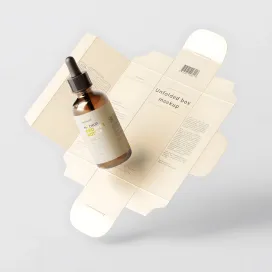 Unfolded Box and Amber Glass Dropper Bottle 06